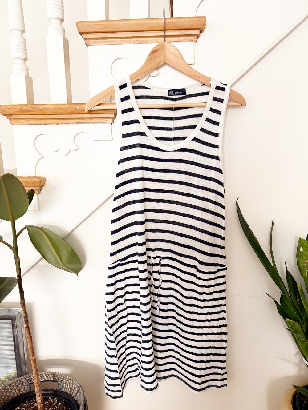 Gap Women's Navy White Striped Sleeveless Swing Tank Dress Size S